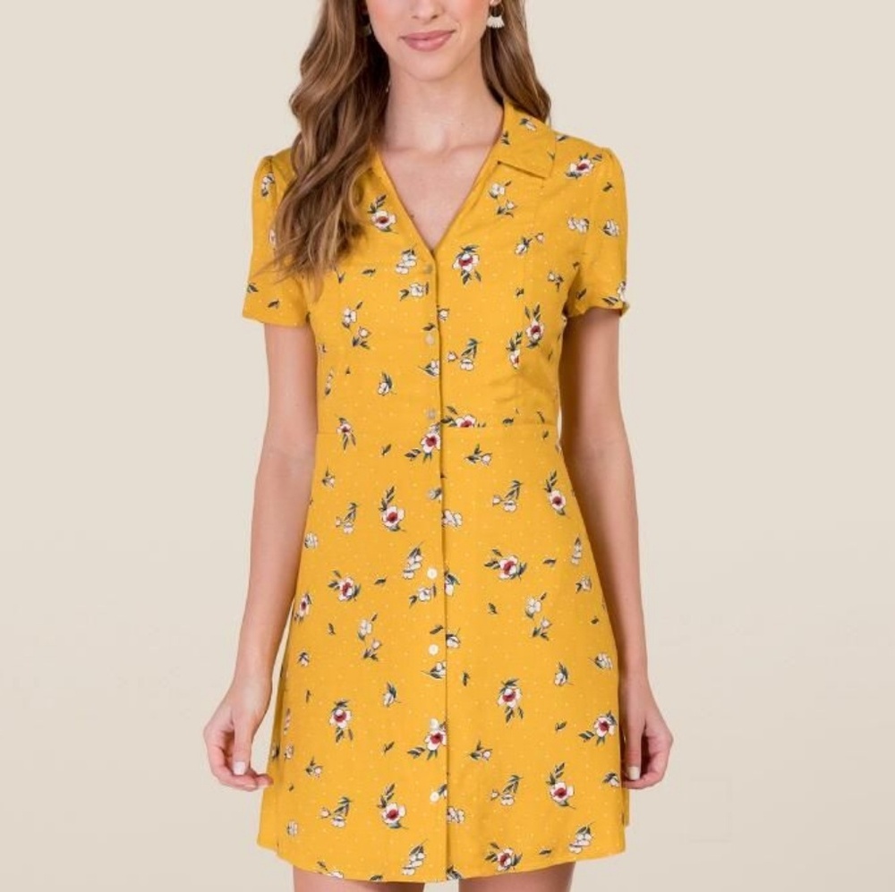 Vintage Yellow Floral Dress